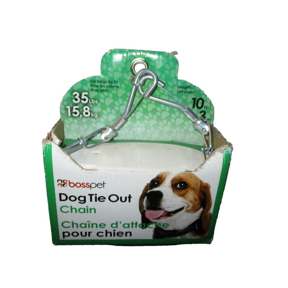 Bosspet 10' Dog Tie Out Chain Silver Steel Small/Medium Size 35 lbs 27210